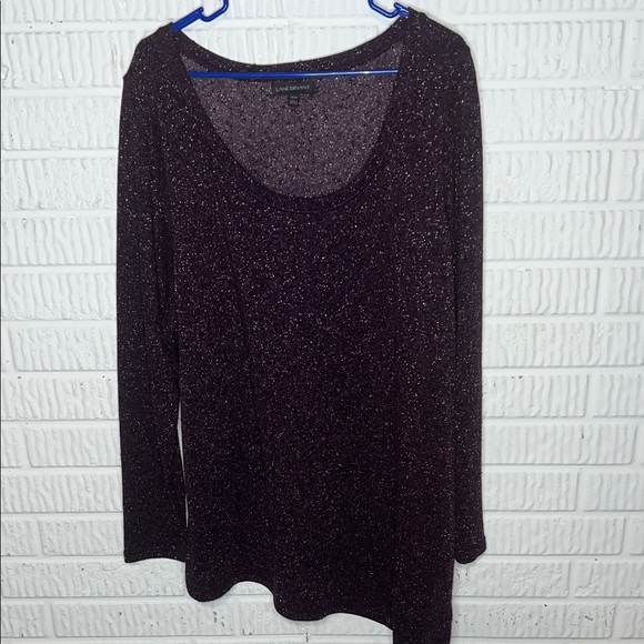 Lane Bryant Sparkle Dark Purple Long Sleeve Top - Picture 1 of 5